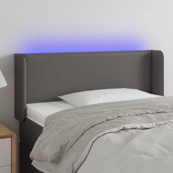 vidaXL LED Kopfteil Grau 93x16x78/88 cm Kunstleder