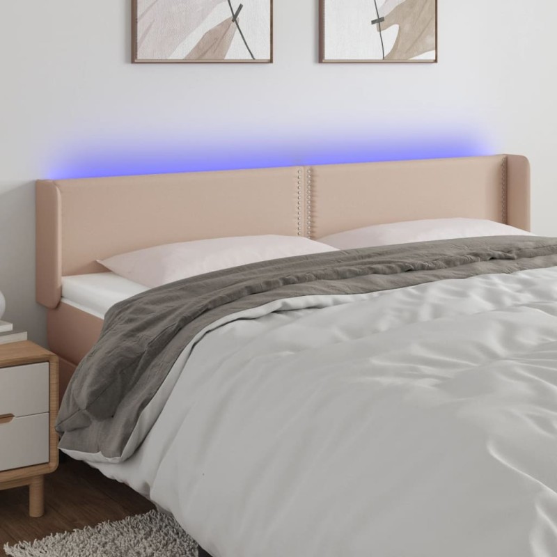 vidaXL LED Kopfteil Cappuccino-Braun 203x16x78/88 cm Kunstleder vidaXL LED Kopfteil Cappuccino-Braun 203x16x78/88 cm Kunstleder