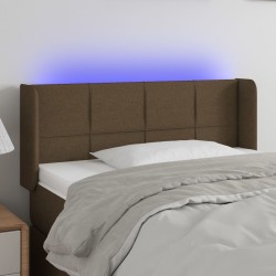 vidaXL LED Kopfteil Dunkelbraun 83x16x78/88 cm Stoff