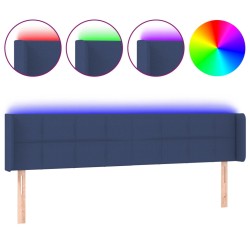 vidaXL LED Kopfteil Blau 183x16x78/88 cm Stoff