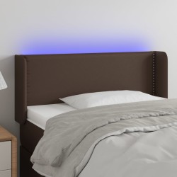 vidaXL LED Kopfteil Braun 103x16x78/88 cm Kunstleder