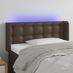 vidaXL LED Kopfteil Braun 93x16x78/88 cm Kunstleder