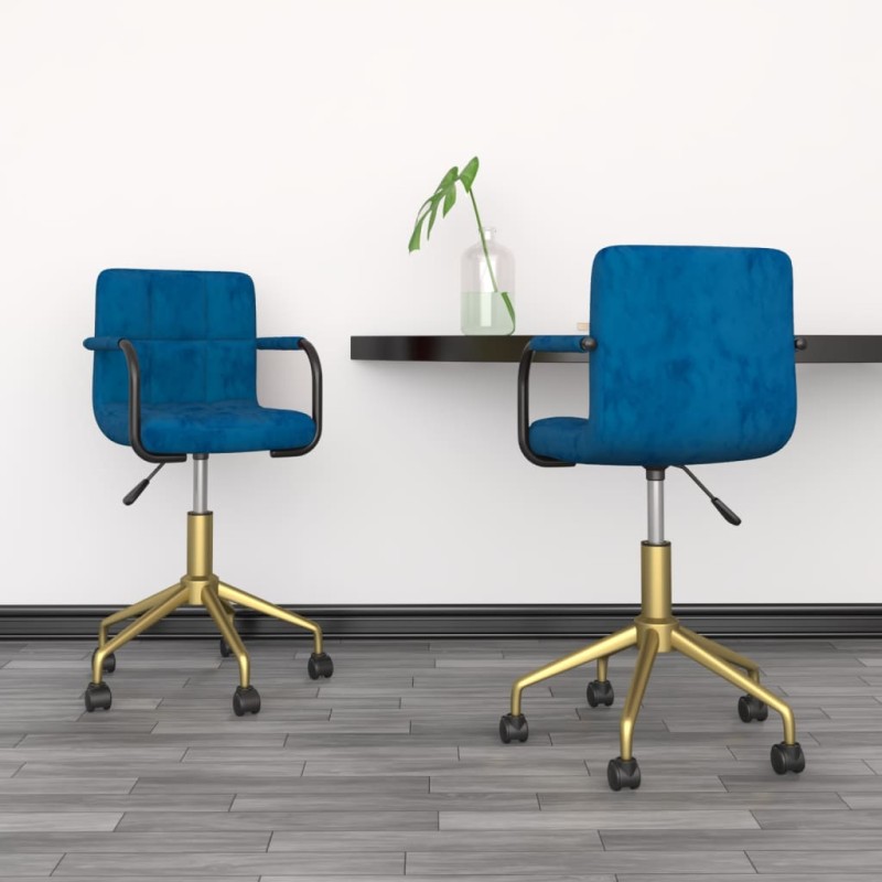Esszimmerstühle 2 Stk. Drehbar Blau Samt Esszimmerstühle 2 Stk. Drehbar Blau Samt
