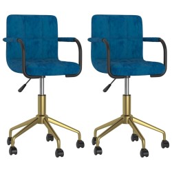 Esszimmerstühle 2 Stk. Drehbar Blau Samt