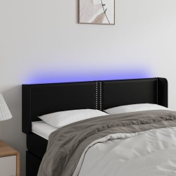 vidaXL LED Kopfteil Schwarz 147x16x78/88 cm Kunstleder