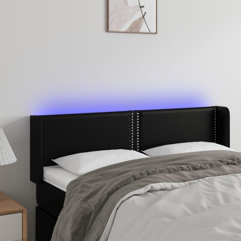 vidaXL LED Kopfteil Schwarz 147x16x78/88 cm Kunstleder vidaXL LED Kopfteil Schwarz 147x16x78/88 cm Kunstleder