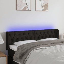 vidaXL LED Kopfteil Schwarz 163x16x78/88 cm Stoff