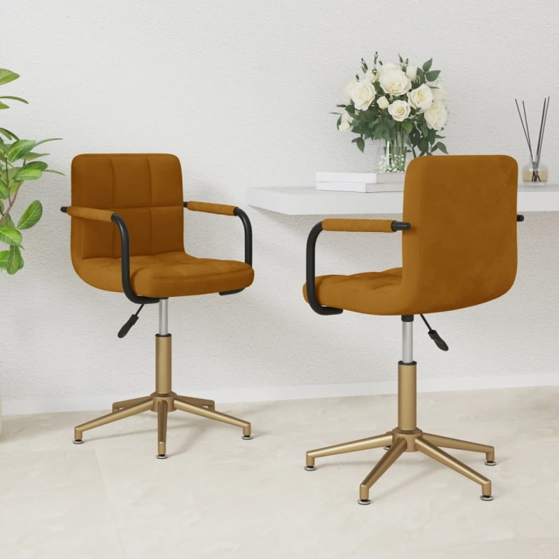 Esszimmerstühle 2 Stk. Drehbar Braun Samt Esszimmerstühle 2 Stk. Drehbar Braun Samt