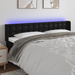 vidaXL LED Kopfteil Schwarz 163x16x78/88 cm Kunstleder