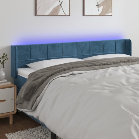 vidaXL LED Kopfteil Dunkelblau 203x16x78/88 cm Samt
