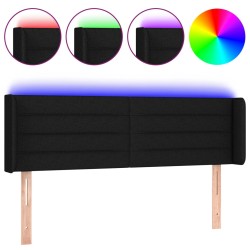 vidaXL LED Kopfteil Schwarz 147x16x78/88 cm Stoff