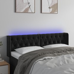 vidaXL LED Kopfteil Schwarz 163x16x78/88 cm Samt