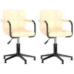 Esszimmerstühle 2 Stk. Drehbar Creme Samt