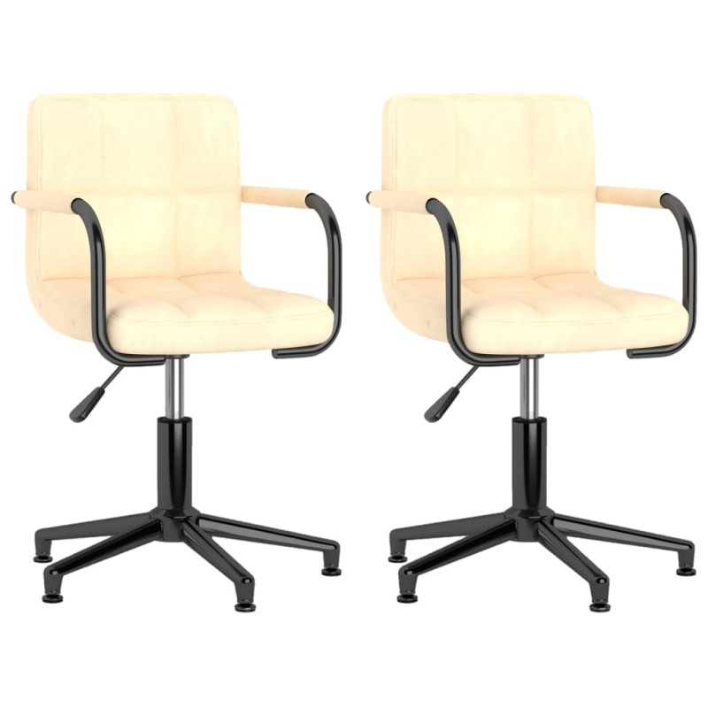 Esszimmerstühle 2 Stk. Drehbar Creme Samt Esszimmerstühle 2 Stk. Drehbar Creme Samt