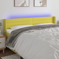vidaXL LED Kopfteil Grün 163x16x78/88 cm Stoff