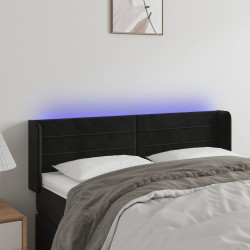 vidaXL LED Kopfteil Schwarz 147x16x78/88 cm Samt