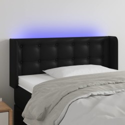 vidaXL LED Kopfteil Schwarz 93x16x78/88 cm Kunstleder