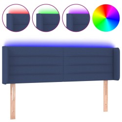 vidaXL LED Kopfteil Blau 147x16x78/88 cm Stoff
