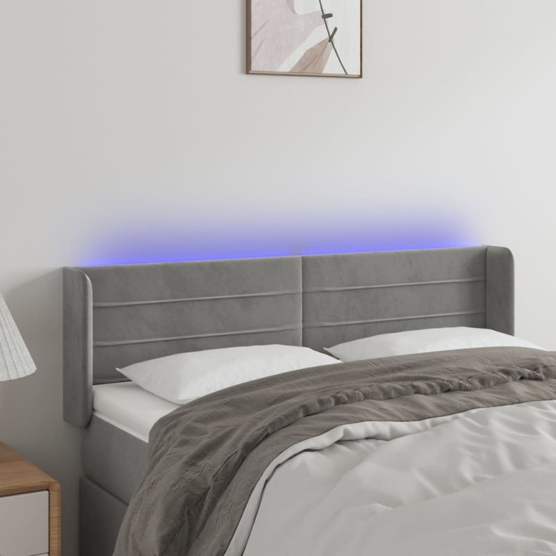 vidaXL LED Kopfteil Hellgrau 147x16x78/88 cm Samt vidaXL LED Kopfteil Hellgrau 147x16x78/88 cm Samt