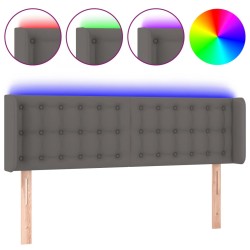 vidaXL LED Kopfteil Grau 147x16x78/88 cm Kunstleder
