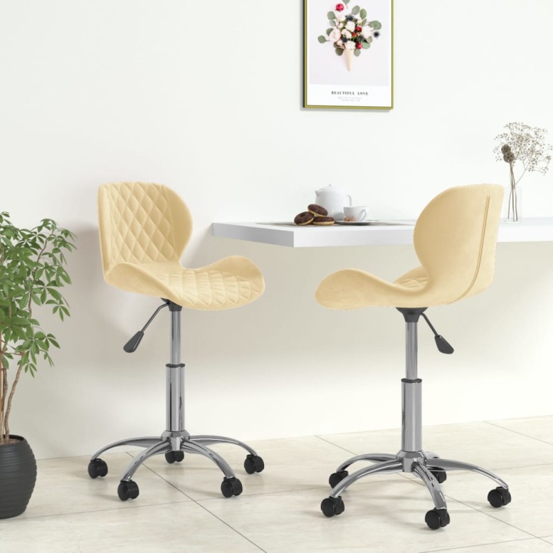 Esszimmerstühle 2 Stk. Drehbar Creme Samt Esszimmerstühle 2 Stk. Drehbar Creme Samt