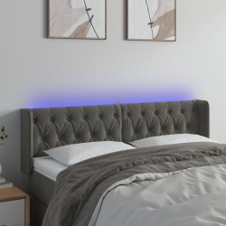 vidaXL LED Kopfteil Dunkelgrau 163x16x78/88 cm Samt