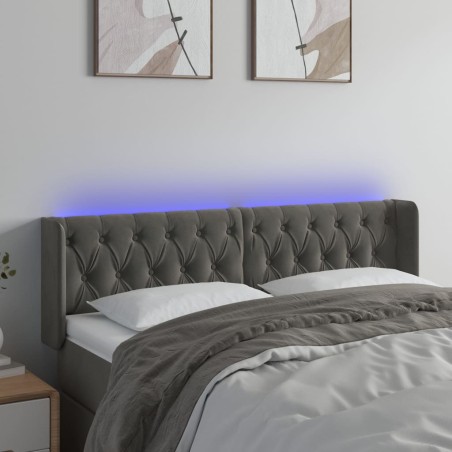 vidaXL LED Kopfteil Dunkelgrau 163x16x78/88 cm Samt