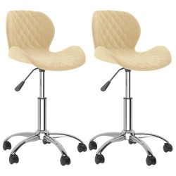 Esszimmerstühle 2 Stk. Drehbar Creme Samt