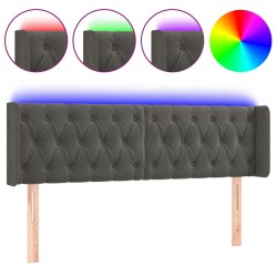 vidaXL LED Kopfteil Dunkelgrau 163x16x78/88 cm Samt