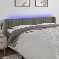 vidaXL LED Kopfteil Hellgrau 203x16x78/88 cm Samt