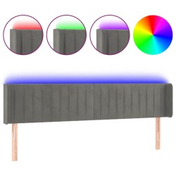 vidaXL LED Kopfteil Hellgrau 203x16x78/88 cm Samt