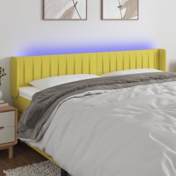 vidaXL LED Kopfteil Grün 203x16x78/88 cm Stoff