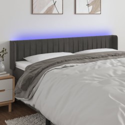 vidaXL LED Kopfteil Dunkelgrau 183x16x78/88 cm Samt