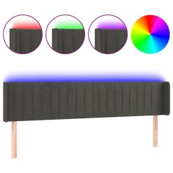 vidaXL LED Kopfteil Dunkelgrau 183x16x78/88 cm Samt
