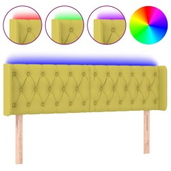 vidaXL LED Kopfteil Grün 147x16x78/88 cm Stoff