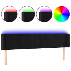 vidaXL LED Kopfteil Schwarz 163x16x78/88 cm Samt