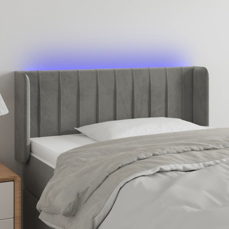 vidaXL LED Kopfteil Hellgrau 103x16x78/88 cm Samt vidaXL LED Kopfteil Hellgrau 103x16x78/88 cm Samt