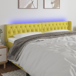 vidaXL LED Kopfteil Grün 203x16x78/88 cm Stoff
