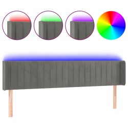 vidaXL LED Kopfteil Hellgrau 163x16x78/88 cm Samt