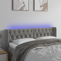 vidaXL LED Kopfteil Hellgrau 163x16x78/88 cm Samt