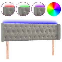 vidaXL LED Kopfteil Hellgrau 163x16x78/88 cm Samt