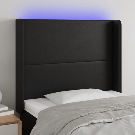 vidaXL LED Kopfteil Schwarz 83x16x118/128 cm Kunstleder