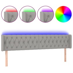 vidaXL LED Kopfteil Hellgrau 203x16x78/88 cm Stoff