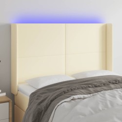 vidaXL LED Kopfteil Creme 147x16x118/128 cm Kunstleder 