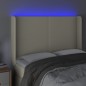 vidaXL LED Kopfteil Creme 147x16x118/128 cm Kunstleder 