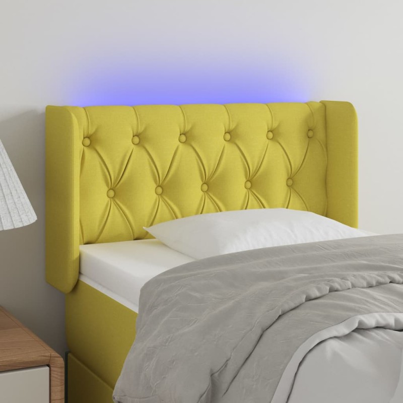 vidaXL LED Kopfteil Grün 83x16x78/88 cm Stoff