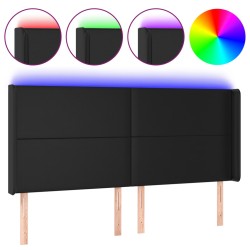 vidaXL LED Kopfteil Schwarz 183x16x118/128 cm Kunstleder