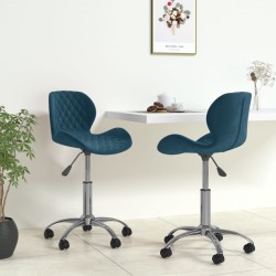 Esszimmerstühle 2 Stk. Drehbar Blau Samt