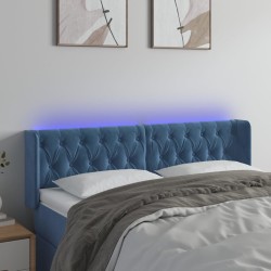 vidaXL LED Kopfteil Dunkelblau 163x16x78/88 cm Samt