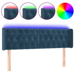 vidaXL LED Kopfteil Dunkelblau 163x16x78/88 cm Samt